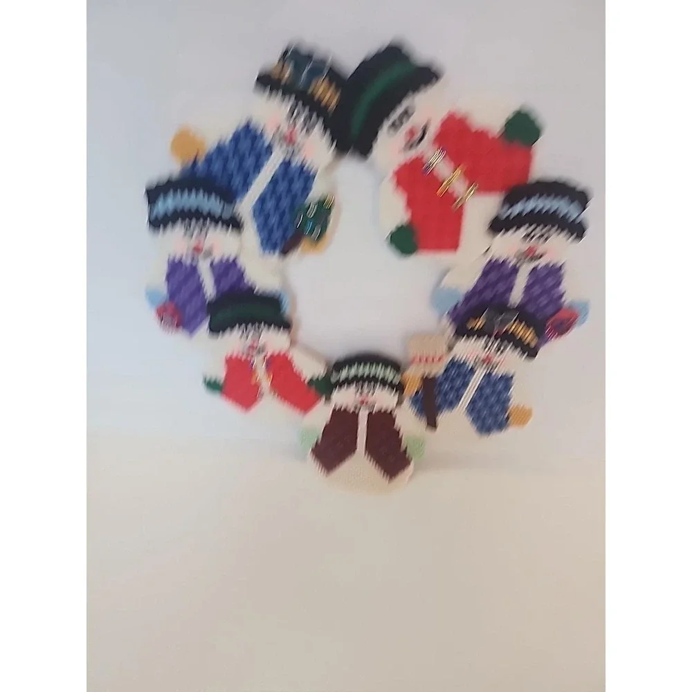 Snowman Wreath Crossstitched‎